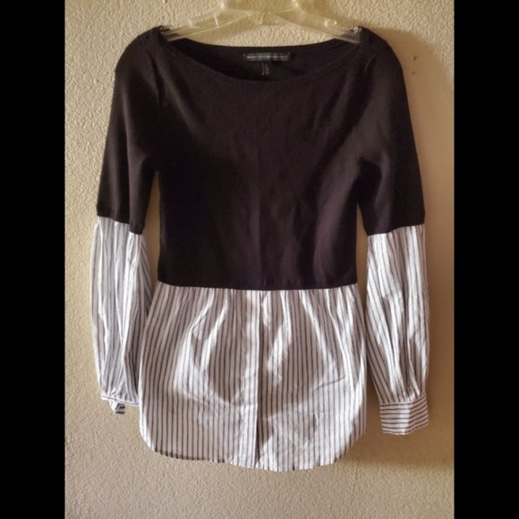 White House Black Market Twofer Black Overlay Top - Picture 3 of 6
